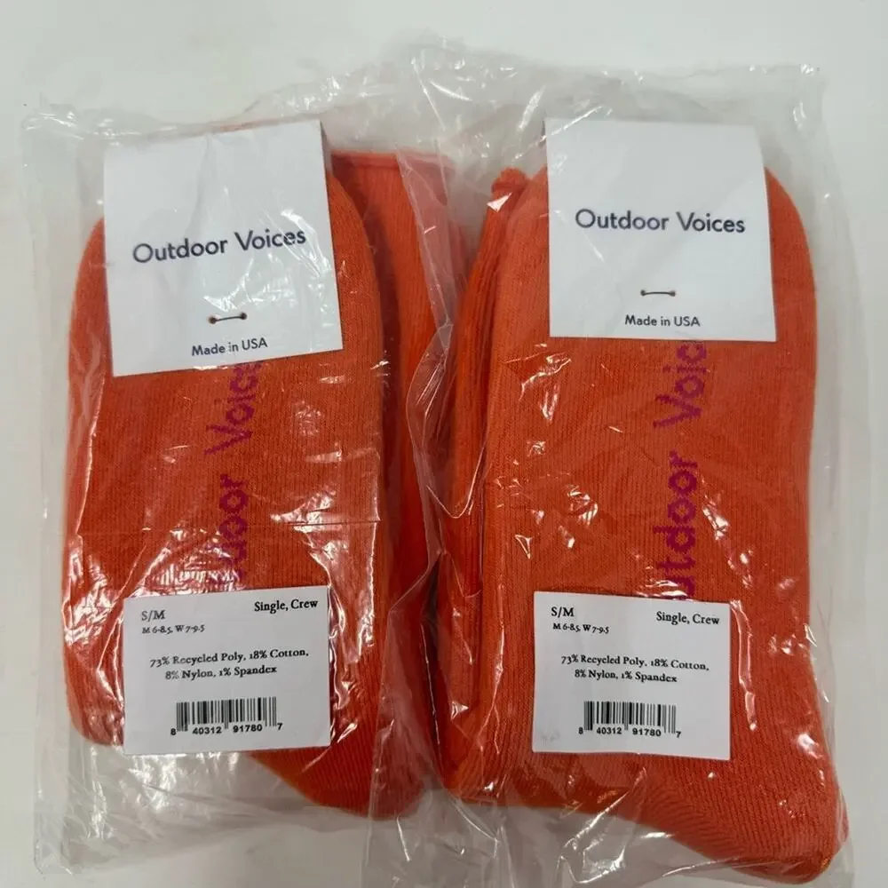 Outdoor Voices OV Comfort Crew Socks In Clementine Full‎ Cushion 7-9.5 or 6-8.5